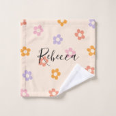 Personalisierter Name Modernes, farbiges Daisy-Mus Badhandtuch Set (Waschlappen)