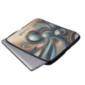 Personalisierter Name Modernes Fraktal Blue Gold C Laptopschutzhülle (Vorne Knopf)