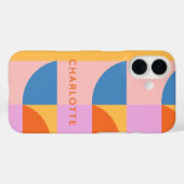 Personalisierter Name Modernes geometrisches Rosa Case-Mate iPhone Hülle (Rückseite (Horizontal))