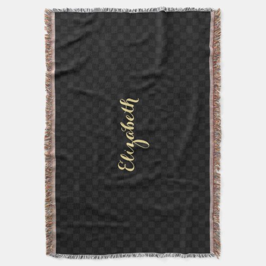 Personalisierter Name Modernes Schwarzer Karo Must Decke (Vorderseite Vertikal)