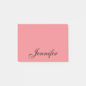 Personalisierter Name Modernes Skript Korn Pink Post-it Klebezettel (Vorderseite)