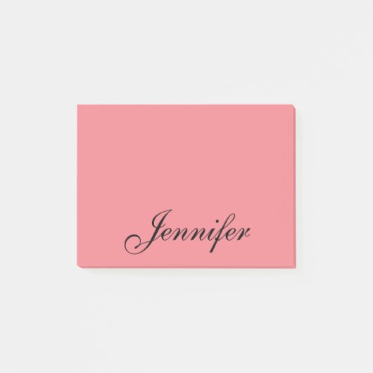 Personalisierter Name Modernes Skript Korn Pink Post-it Klebezettel (Vorderseite)