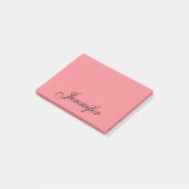 Personalisierter Name Modernes Skript Korn Pink Post-it Klebezettel (angewinkelt)