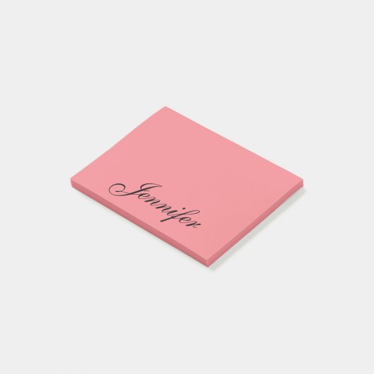 Personalisierter Name Modernes Skript Korn Pink Post-it Klebezettel (angewinkelt)