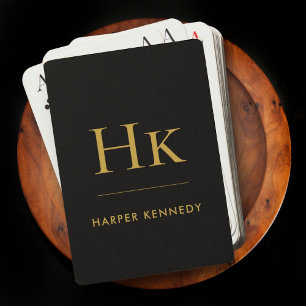 Personalisierter Name Monogram Black Spielkarten