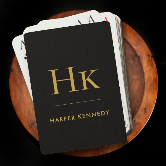 Personalisierter Name Monogram Black Spielkarten
