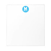 Personalisierter Name Monogram Blue Logo Notizblock (Vorderseite)