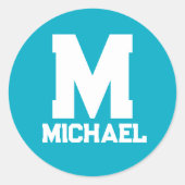 Personalisierter Name Monogram Blue Logo Runder Aufkleber (Vorderseite)