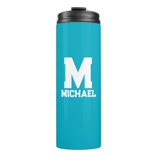 Personalisierter Name Monogram Blue Logo Thermosbecher (Vorderseite)