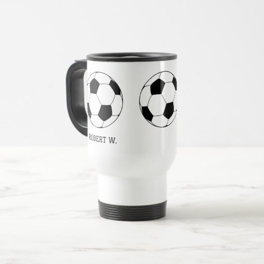 Personalisierter Name Monogram Fußball Reisebecher (Vorderseite Links)