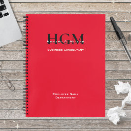 Personalisierter Name Monogram Logo Rot Schwarz Notizblock