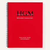 Personalisierter Name Monogram Logo Rot Schwarz Notizblock (Vorderseite)