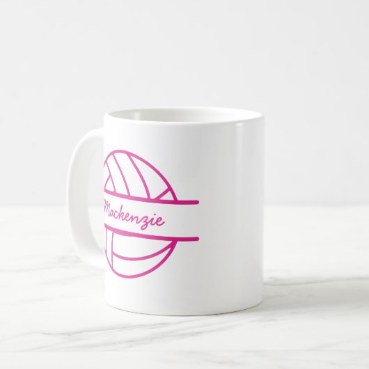 Personalisierter Name Monogram Volleyball Kaffeetasse (Vorderseite Links)