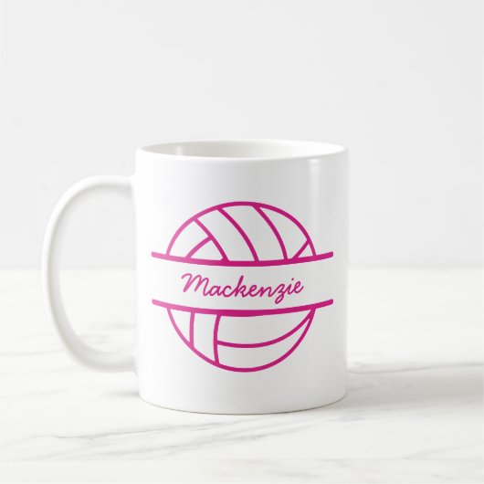 Personalisierter Name Monogram Volleyball Kaffeetasse (Links)