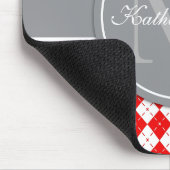 Personalisierter Name & Monogramm Argyle Polkadot Mousepad (Ecke)