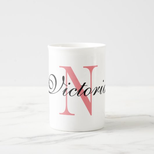 Personalisierter Name Monogramm benutzerdefinierte Porzellantasse (Vorderseite)