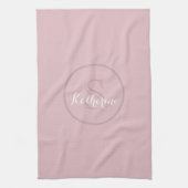 Personalisierter Name Monogramm Dusty Rose Geschirrtuch (Vertikal)