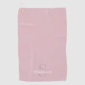 Personalisierter Name Monogramm Dusty Rose Golfhandtuch (Vorderseite)