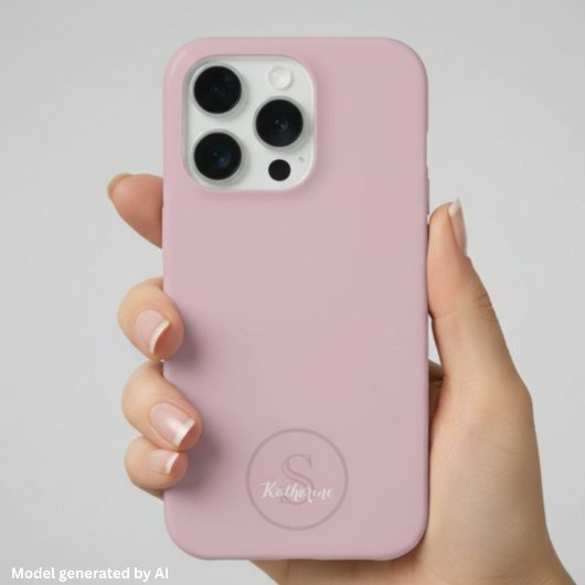 Personalisierter Name Monogramm Dusty Rose iPhone Hülle