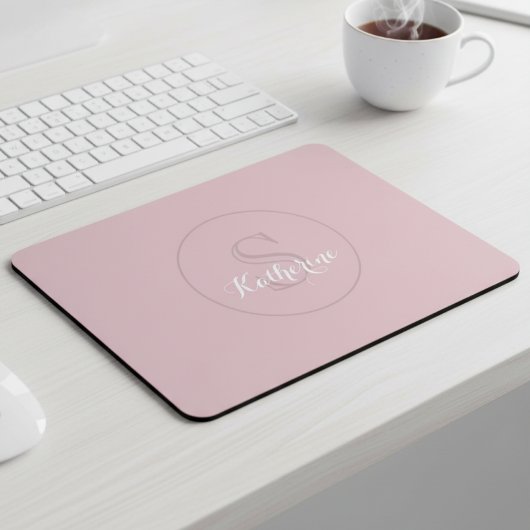 Personalisierter Name Monogramm Dusty Rose Mousepad