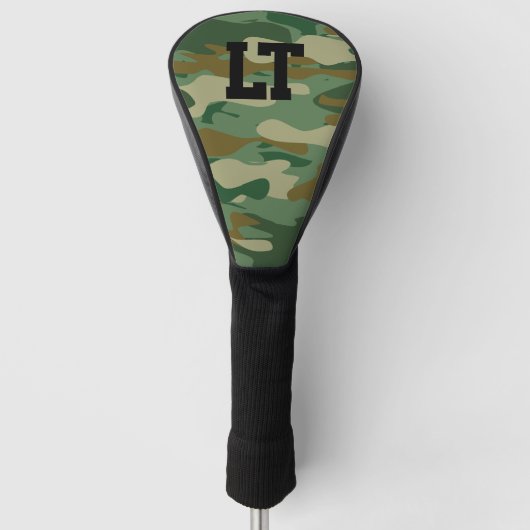 Personalisierter Name Monogramm grüne Camouflage Golf Headcover (Vorderseite)