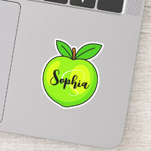 Personalisierter Name & Monogramm Grüne Limette Aufkleber
