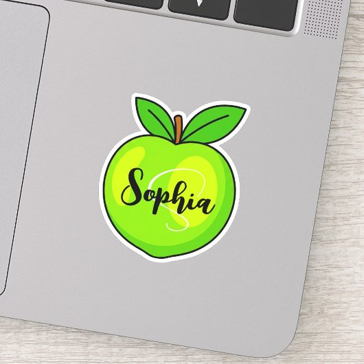 Personalisierter Name & Monogramm | Grüne Limette Aufkleber