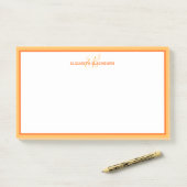 Personalisierter Name Monogramm Initialen Orange Post-it Klebezettel (Auf Schreibtisch)