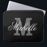 Personalisierter Name Monogramm Laptop | Schwarz Laptopschutzhülle<br><div class="desc">Personalisierter Name Monogramm Laptop | Schwarz. Elegantes Typografie-Design mit mit Monogramm Anfangsbuchstaben.</div>