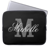 Personalisierter Name Monogramm Laptop | Schwarz