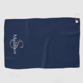 Personalisierter Name Monogramm Navy Schwarz Golfhandtuch (Horizontal)