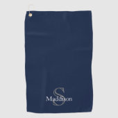 Personalisierter Name Monogramm Navy Schwarz Golfhandtuch (Vorderseite)