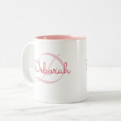 Personalisierter Name ~ Monogramm pink Zweifarbige Tasse (Vorderseite Links)
