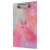 Personalisierter Name + Monogramm Rosa Wasserfarbe Klemmbrett (Links)