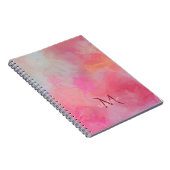 Personalisierter Name + Monogramm Rosa Wasserfarbe Notizblock (Rechte Seite)