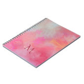 Personalisierter Name + Monogramm Rosa Wasserfarbe Notizblock (Linke Seite)