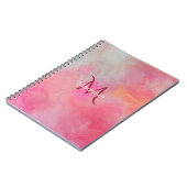 Personalisierter Name + Monogramm Rosa Wasserfarbe Notizblock (Linke Seite)