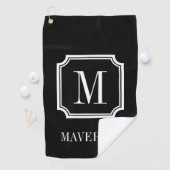 Personalisierter Name Monogramm schwarz Golfhandtuch (Insitu)