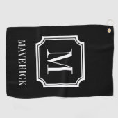 Personalisierter Name Monogramm schwarz Golfhandtuch (Horizontal)