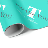 Personalisierter Name Monogramm türkisblaue Farbe Geschenkpapier (Rolleneckpunkt)