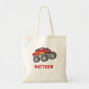 Personalisierter Name Monster Truck für Jungen Tragetasche