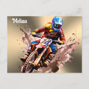 Personalisierter Name Motocross Postkarte
