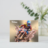 Personalisierter Name Motocross Postkarte (Stehend Vorderseite)