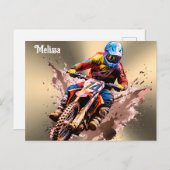 Personalisierter Name Motocross Postkarte (Vorne/Hinten)