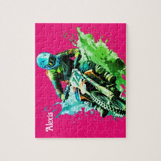 Personalisierter Name Motocross Puzzle (Vertikal)