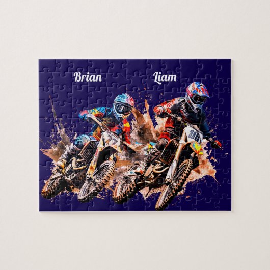 Personalisierter Name Motocross Puzzle (Horizontal)
