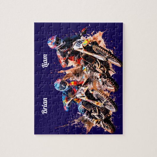 Personalisierter Name Motocross Puzzle (Vertikal)