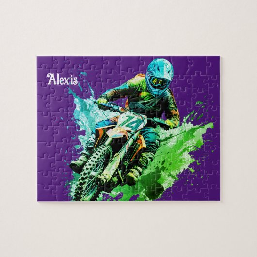 Personalisierter Name Motocross Puzzle (Horizontal)