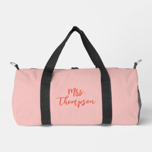 Personalisierter Name Mrs. Braut Pink Orange Schri Duffle Bag