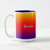 Personalisierter Name Multicolor Gelb Orange Blau Zweifarbige Tasse (Links)